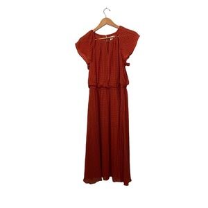LondonTimes Midi Dress Size 8 Flutter Sleeve Keyhole Cottagecore‎ Modest Flowy